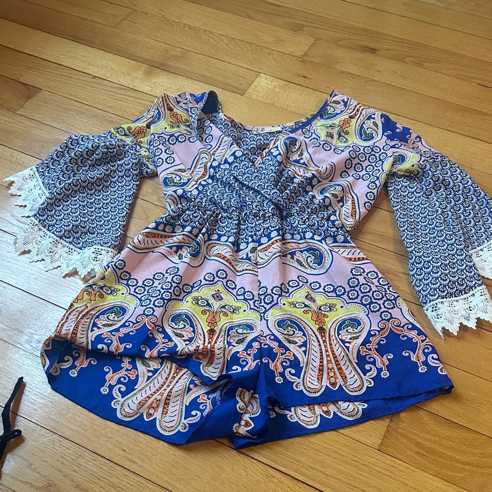 Bohemian Blue and Pink Jumpsuit